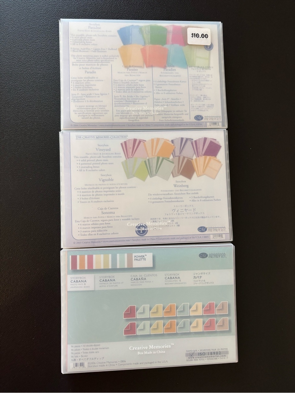Creative Memories Color Card Set - Pastel Blue Green Pink Yellow Peach Purple
